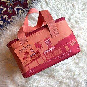 NWT Trader Joes Mini Insulated Bag Blue Peach Reusable Small Cooler Tote  #C